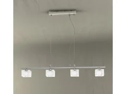 Sospensione Contemporanea Metropolitan Metallo Cromo Vetro Trasparente 4 Luci G9