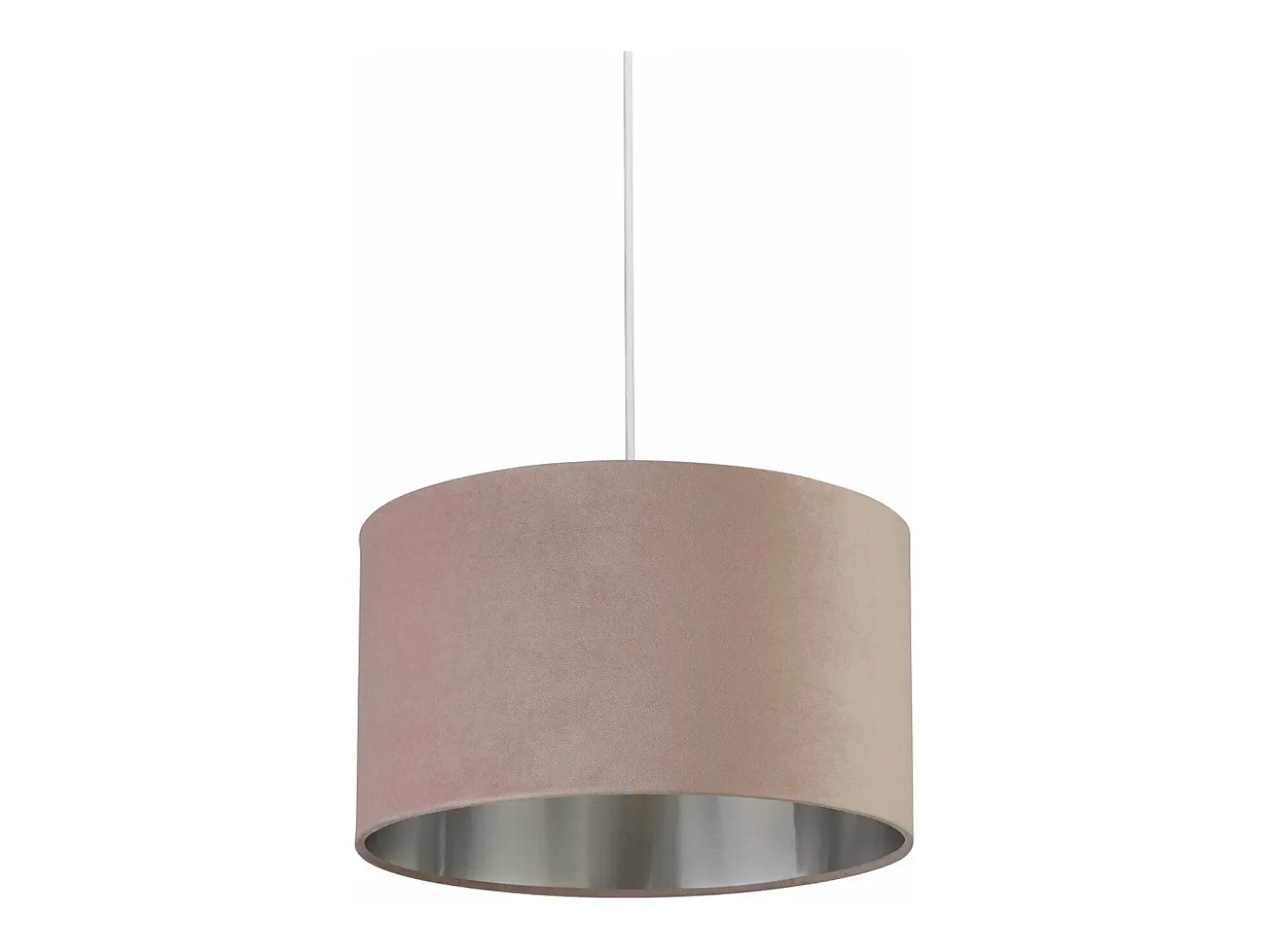 Sospensione Contemporanea Tamburo Acciaio Rosa Tessuto Argento 1 Luce D38Cm