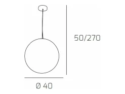 Sospensione Contemporanea Moon Metallo Cromo Vetro Bianco 1 Luce E27 D.40Cm