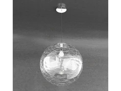 Sospensione Contemporanea Moon Metallo Cromo Vetro Bianco 1 Luce E27 D.40Cm