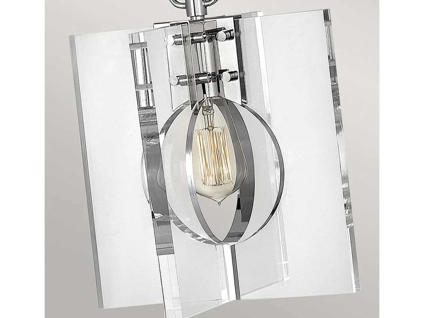 Sospensione Contemporanea Ludlow Acciaio Nichel Lucido Acrilico 1 Luce E27