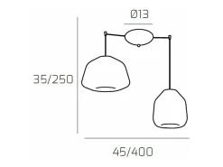 Sospensione Cromo 2 Luci Spostabile Vetri Alpha + Beta Ambra