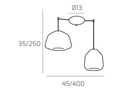 Sospensione Cromo 2 Luci Spostabile Vetri Alpha + Beta Trasparenti