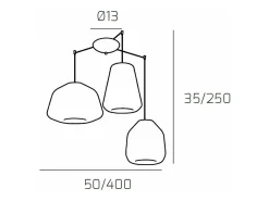 Sospensione Cromo 3 Luci Spostabile Vetri Alpha + Beta + Gamma Trasparenti
