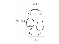 Sospensione Cromo 3 Luci Tonda Vetri Alpha Tr + Beta Tr + Gamma Fu