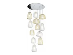 Sospensione Cromo 12 Luci Tonda Vetri (Alpha 2 X Am + 1 X Tr) (Beta 2X Am + 2X Tr ) (Gamma 2X Am + 3X Tr)