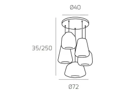 Sospensione Cromo 5 Luci Tonda Vetri 1X Alpha + 2X Beta + 2X Gamma Trasparenti