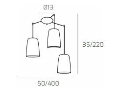 Sospensione Cromo Spostabile 3 Luci (2 Ra + 1 Cr)