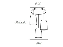 Sospensione Cromo Tonda 3 Luci (1 Am+1 Ra+1 Cr)