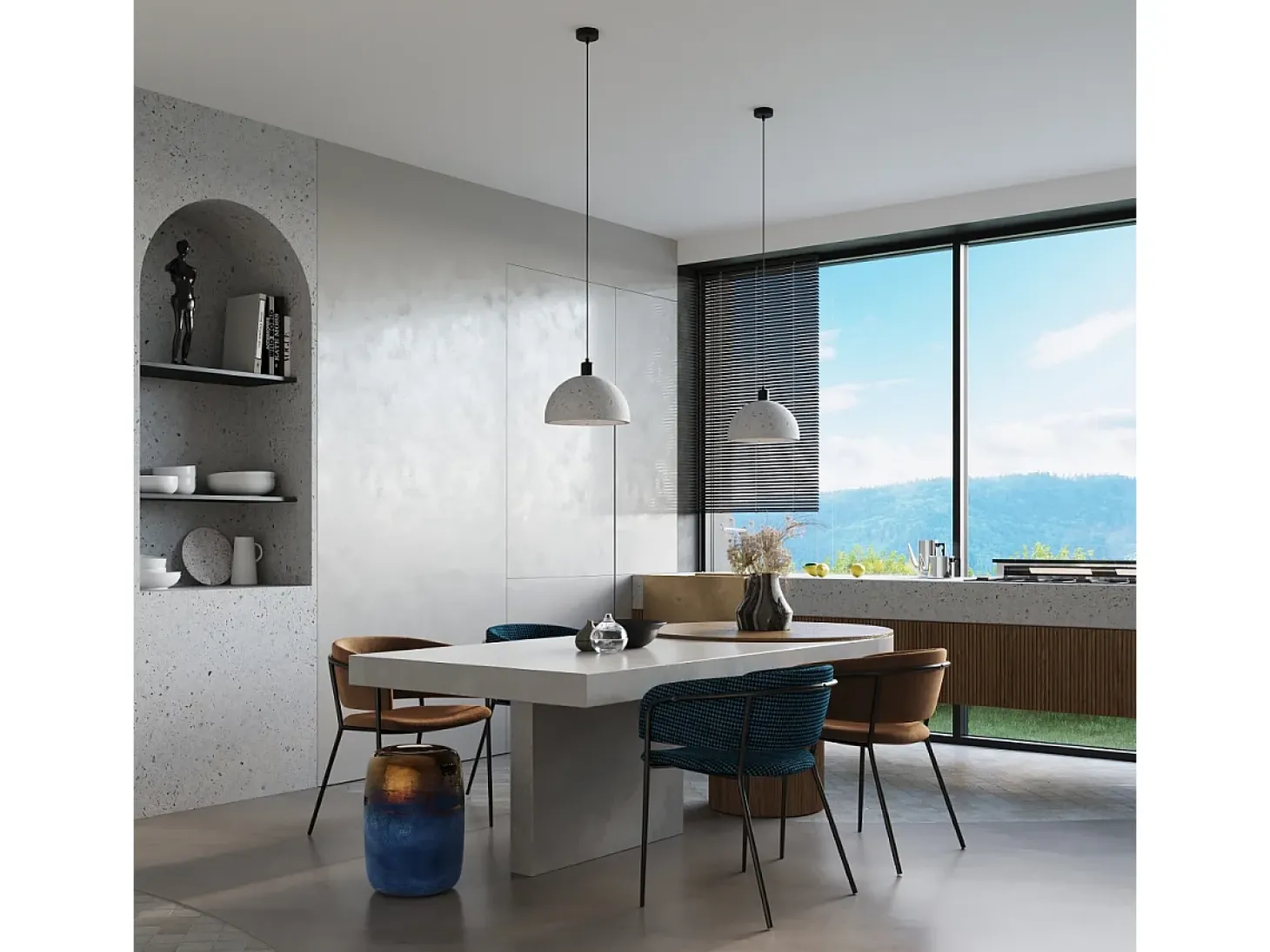 Sospensione Cupola Grigio Chiaro E27 Cúpula colgante gris claro E27