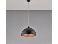 Sospensione Industrial 1 Luce Marcus In Ferro Laccato Nero E Rame Diam 35