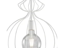 Sospensione Industrial 1Luce Olimpia Gabbia Ferro Laccato Bianco E Argento