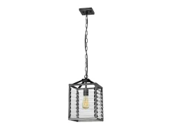 Sospensione Industrial Nordica Louvre Acciaio Canna Di Fucile Vetro 1 Luce E27