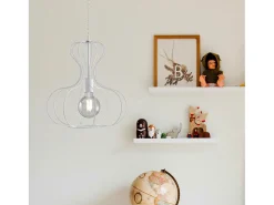 Sospensione Industrial Titty 1 Luce Ferro Laccato Bianco E Argento
