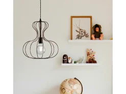 Sospensione Industrial Titty 1 Luce Ferro Laccato Nero E Rame