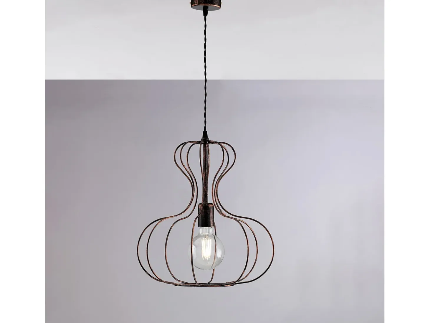 Sospensione Industrial Titty 1 Luce Ferro Laccato Nero E Rame