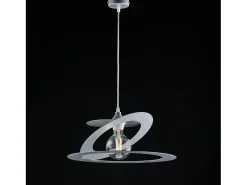Sospensione Moderna 1 Luce Ferro Taglio Laser Argento Serie Geko