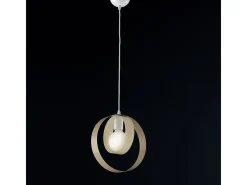 Sospensione Moderna 1 Luce Cerchi Ferro Avorio e Tortora Serie Bolla