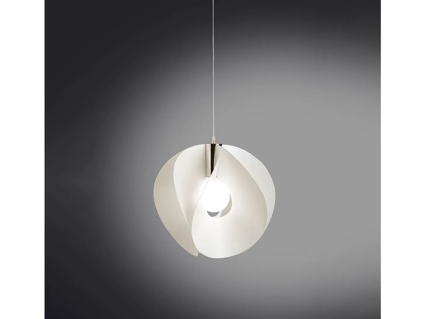 Sospensione Moderna Atom Polilux ® Bianco E Metallo Cromo 1 Luce E27 D54Cm