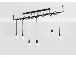 Sospensione Moderna Barra Dritta 6 Luci Nero E27 Colgante de barra recto moderno 6 luces Negro E27