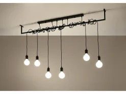 Sospensione Moderna Barra Dritta 6 Luci Nero E27 Colgante de barra recto moderno 6 luces Negro E27
