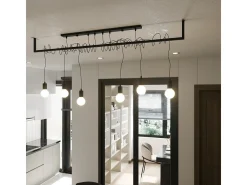 Sospensione Moderna Barra Dritta 6 Luci Nero E27 Colgante de barra recto moderno 6 luces Negro E27