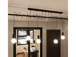 Sospensione Moderna Barra Dritta 2 Luci Nero E27 Colgante moderno de barra recta 2 luces Negro E27