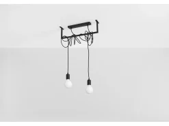 Sospensione Moderna Barra Dritta 2 Luci Nero E27 Colgante moderno de barra recta 2 luces Negro E27
