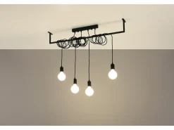Sospensione Moderna Barra Dritta 4 Luci Nero E27 Lámpara colgante de barra recta moderna 4 luces Negro E27