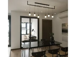 Sospensione Moderna Barra Dritta 4 Luci Nero E27 Lámpara colgante de barra recta moderna 4 luces Negro E27