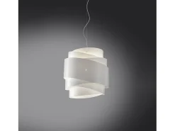 Sospensione Moderna Bea Polilux ® Bianco E Metallo Cromo 1 Luce E27 D40Cm