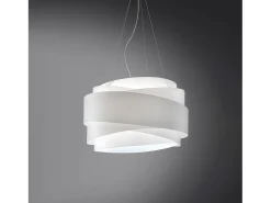 Sospensione Moderna Bea Polilux ® Bianco E Metallo Cromo 1 Luce E27 D60Cm