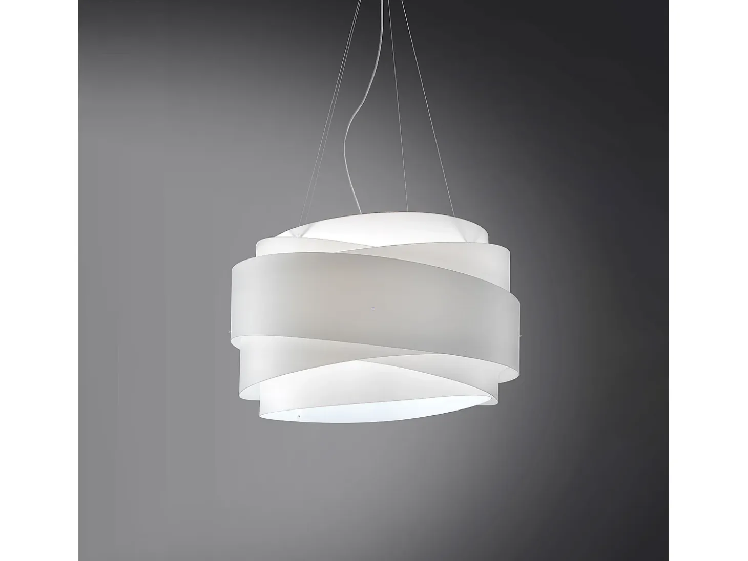 Sospensione Moderna Bea Polilux ® Bianco E Metallo Cromo 1 Luce E27 D60Cm