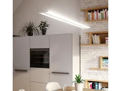 Sospensione Moderna Double Track Metallo Grgio E Diffusore Acrilico Led 40W