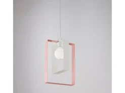 Sospensione Moderna Duplo 1 Luce Ferro Laccato Bianco E Rosa