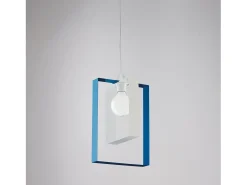 Sospensione Moderna Duplo 1 Luce Ferro Laccato Bianco E Azzurro