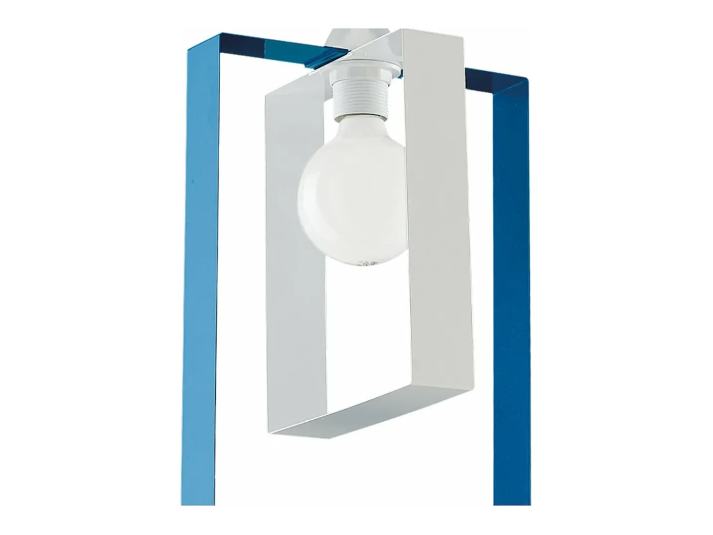 Sospensione Moderna Duplo 1 Luce Ferro Laccato Bianco E Azzurro