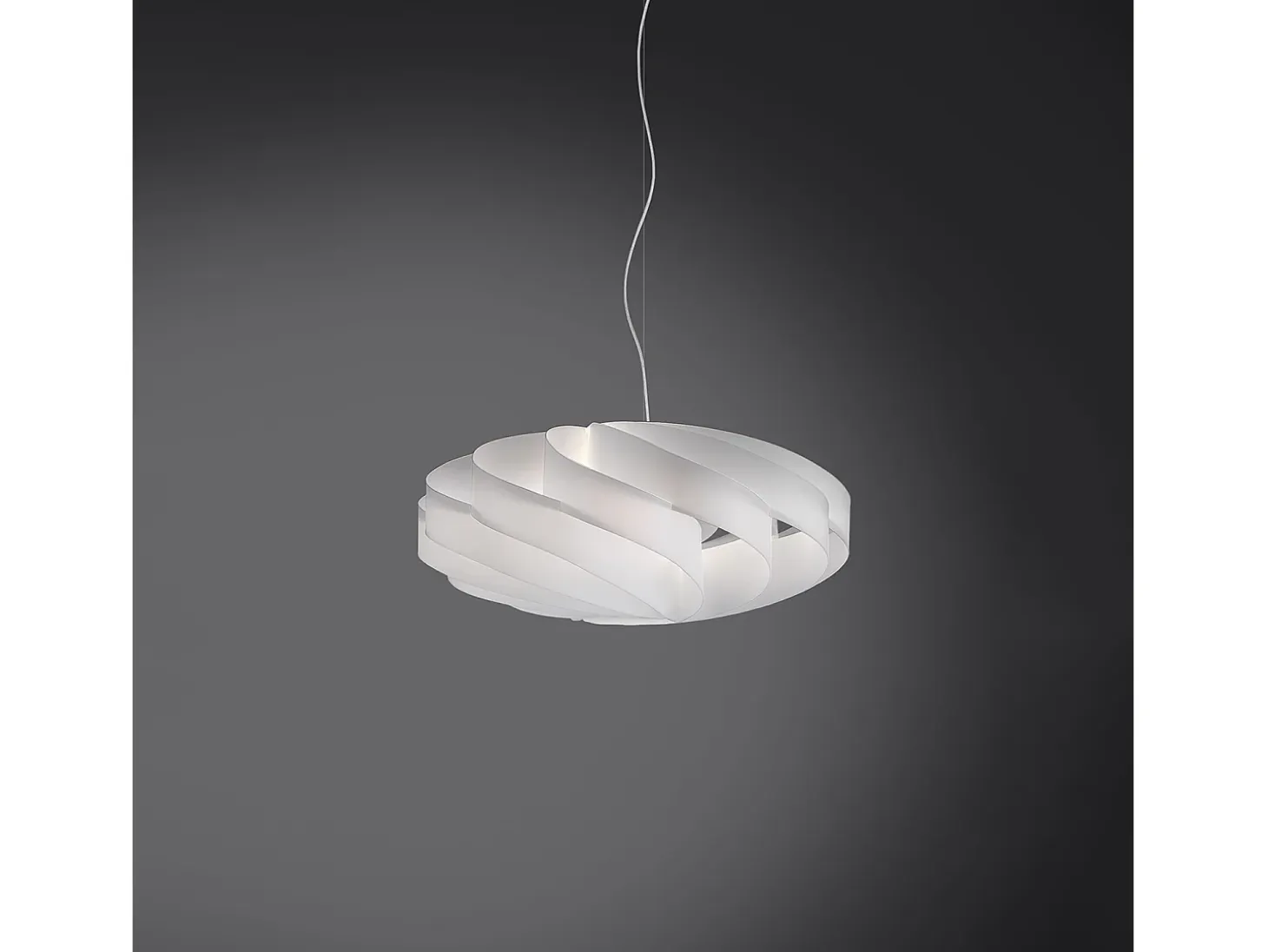 Sospensione Moderna Flat Polilux ® Bianco E Metallo Cromo 1 Luce E27 D50Cm