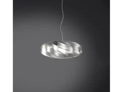 Sospensione Moderna Flat Polilux ® Argento E Metallo Cromo 1 Luce E27 D50Cm