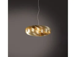 Sospensione Moderna Flat Polilux ® New Gold E Metallo Cromo 1 Luce E27 D50Cm