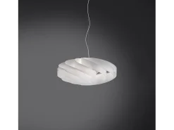 Sospensione Moderna Flat Polilux ® Bianco E Metallo Cromo 1 Luce E27