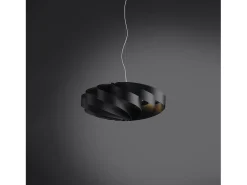 Sospensione Moderna Flat Polilux ® Nero E Metallo Cromo 1 Luce E14
