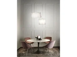 Sospensione Moderna Folio Polilux ® Bianco E Metallo Cromo 1 Luce E27 D40Cm