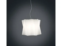 Sospensione Moderna Folio Polilux ® Bianco E Metallo Cromo 1 Luce E27 D40Cm