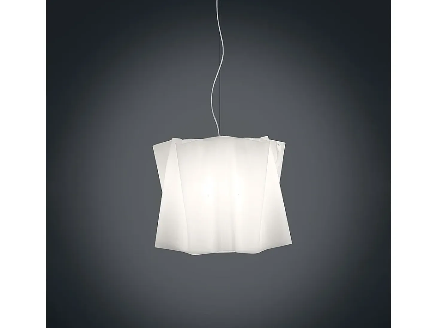 Sospensione Moderna Folio Polilux ® Bianco E Metallo Cromo 1 Luce E27 D40Cm