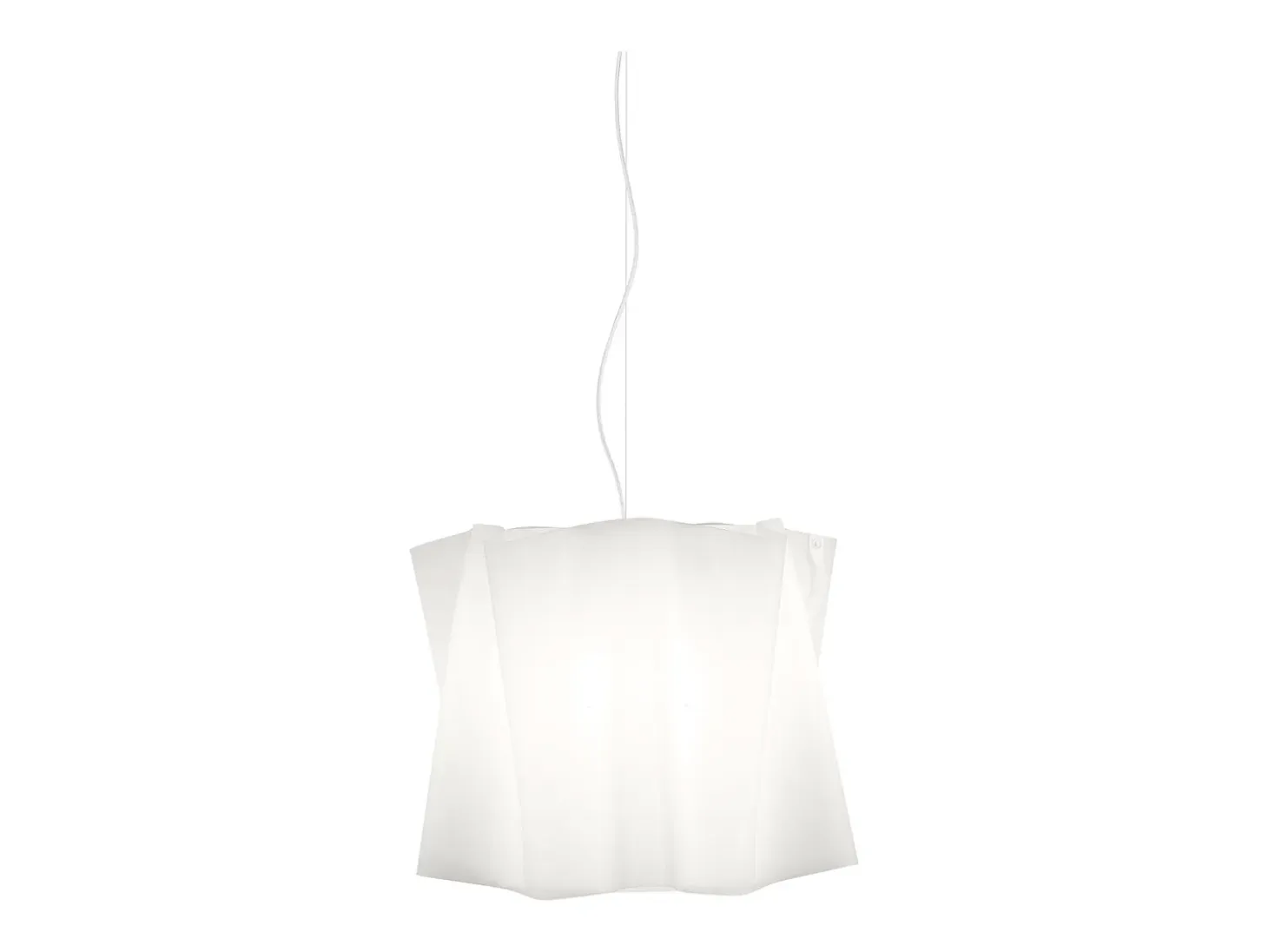 Sospensione Moderna Folio Polilux ® Bianco E Metallo Cromo 1 Luce E27 D40Cm