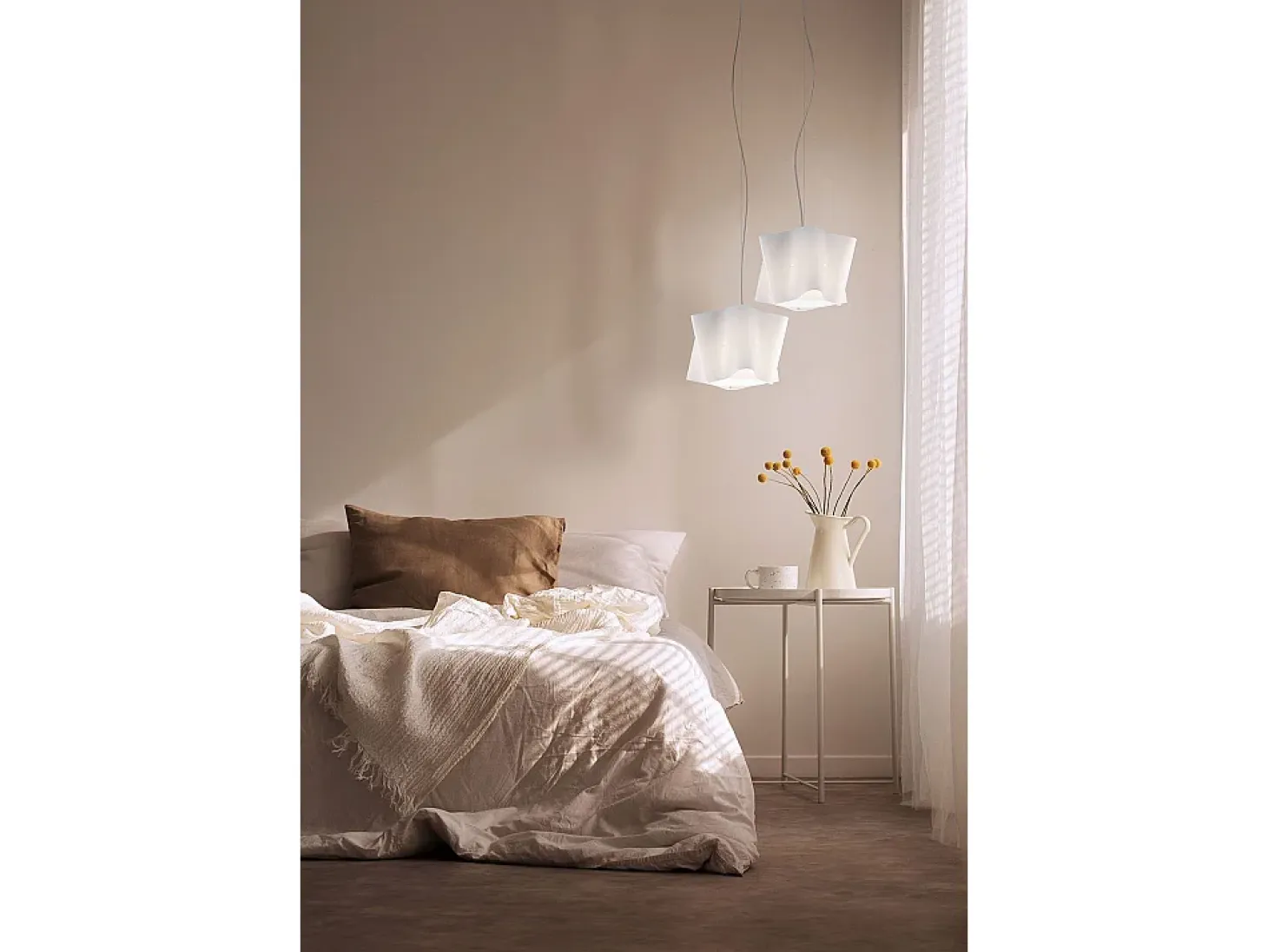 Sospensione Moderna Folio Polilux ® Bianco E Metallo Cromo 1 Luce E27