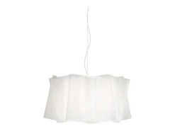 Sospensione Moderna Folio Polilux ® Bianco E Metallo Cromo 1 Luce E27 D60Cm