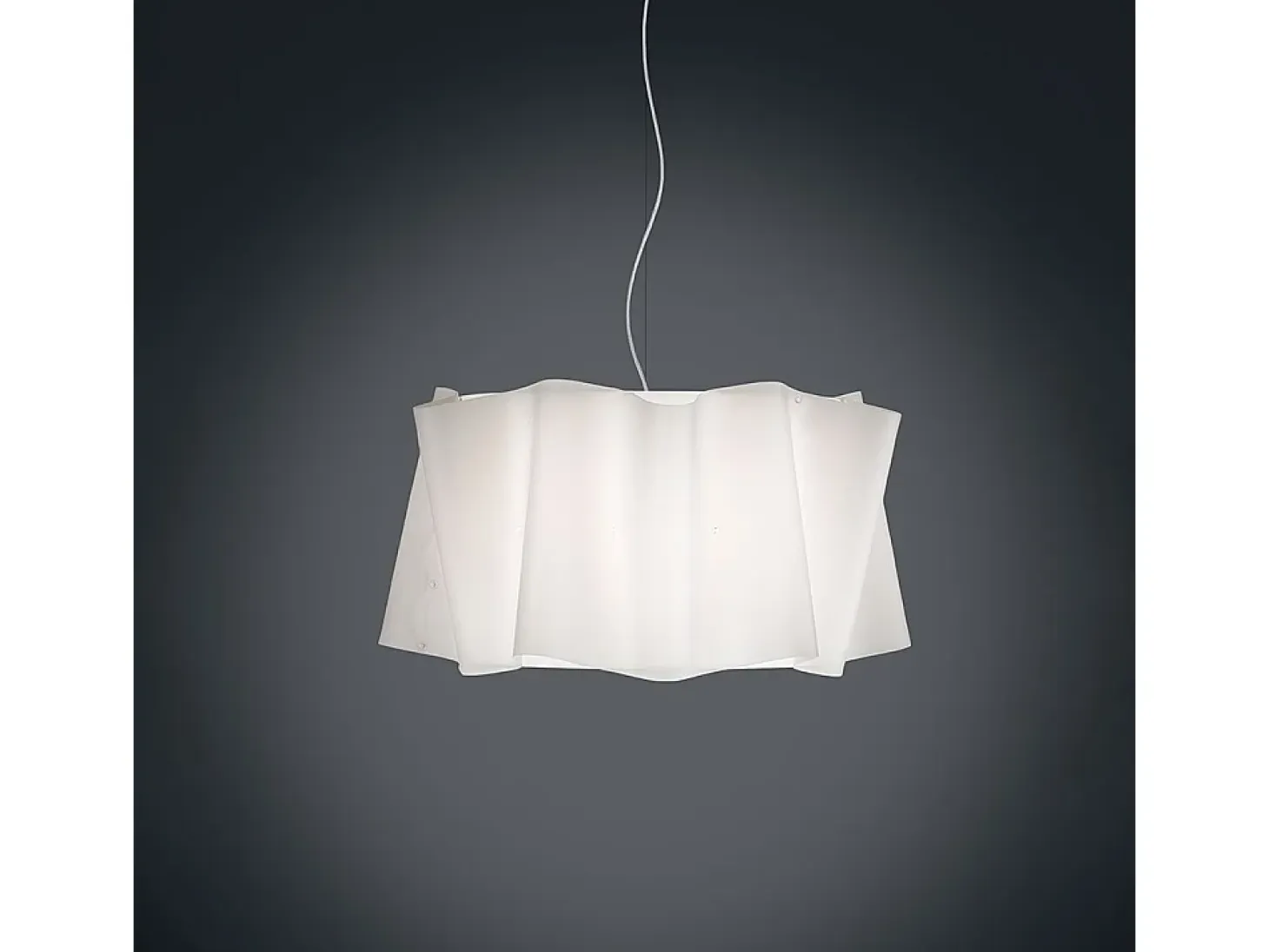 Sospensione Moderna Folio Polilux ® Bianco E Metallo Cromo 1 Luce E27 D60Cm