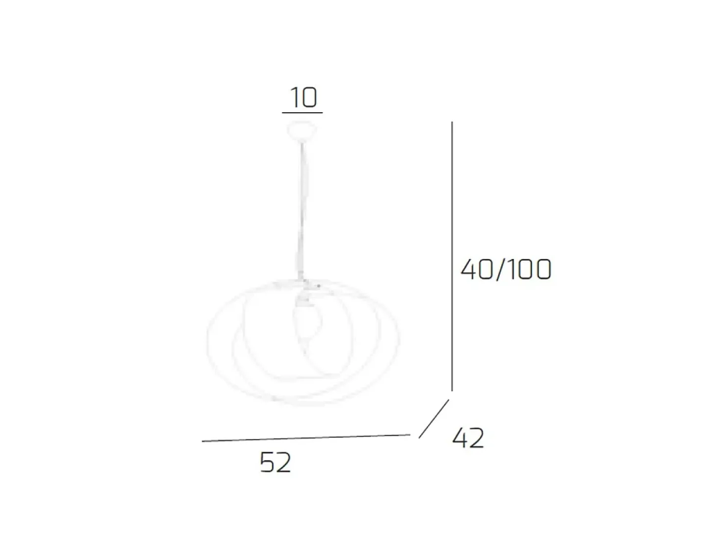 Sospensione Moderna Lap Metallo E Vetro Bianco 1 Luce E27 52Cm